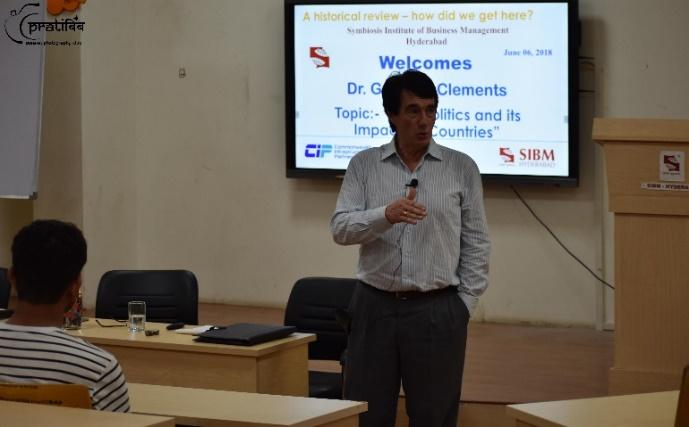 Dr. Clements addressing to the SIBM – Hyd students