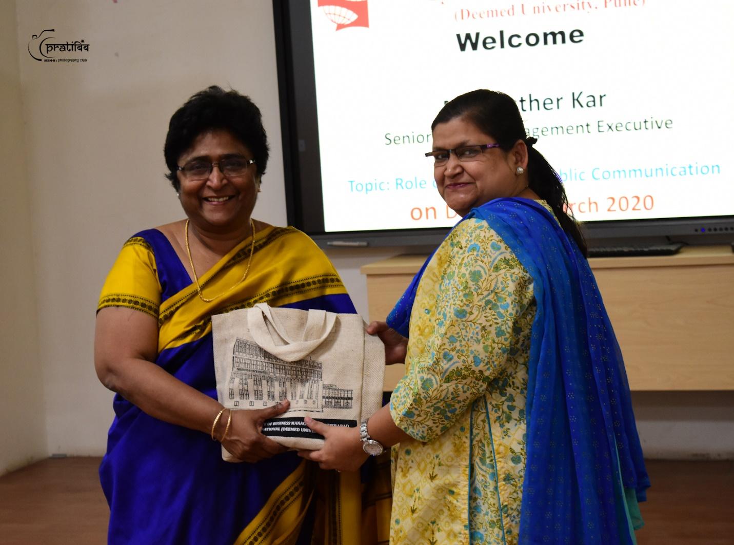 Felicitation of the Guest Speaker, Mrs. Esther Kar - SIBM-H