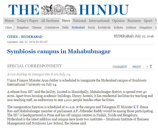 Inaugration of SIBM Campus in Hyderabad
