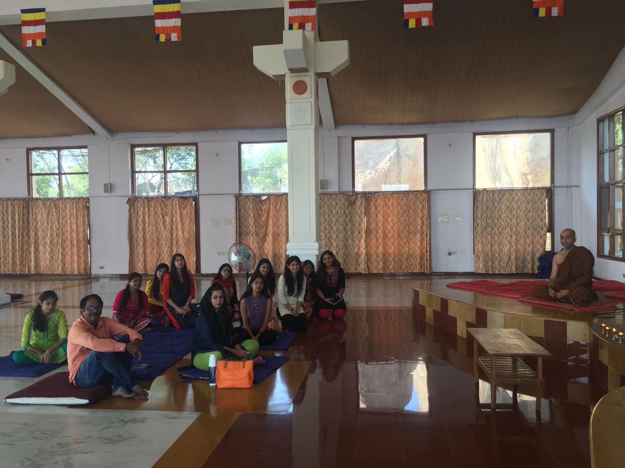 Group photo with HR students and Faculty of SIBM in temple